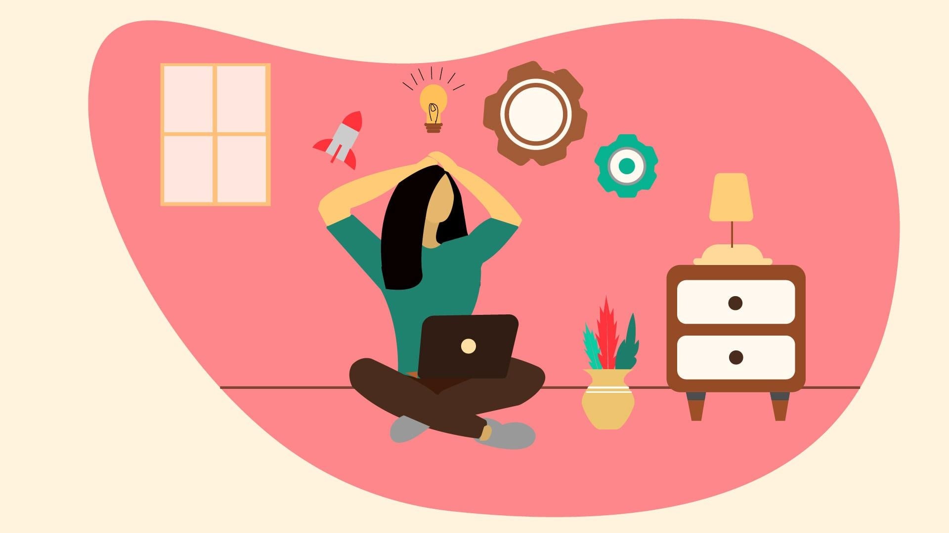 girl with a laptop - student project