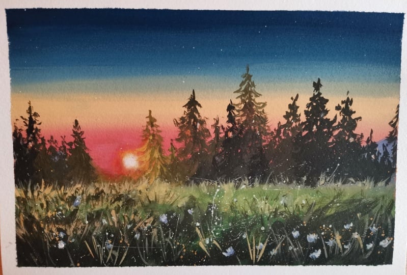 Gouache landscape
