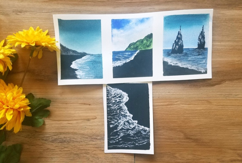 Black Sand Beachscapes Using Watercolor