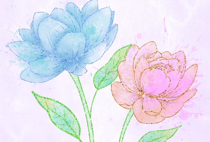 Digital Watercolor Florals