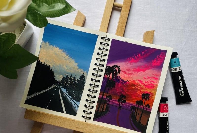 Gouache with shiv