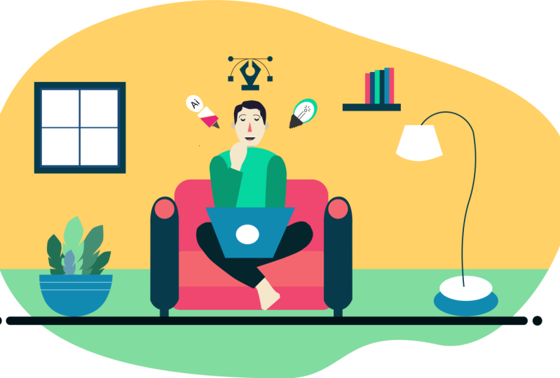 Flat Character Graphic Designer