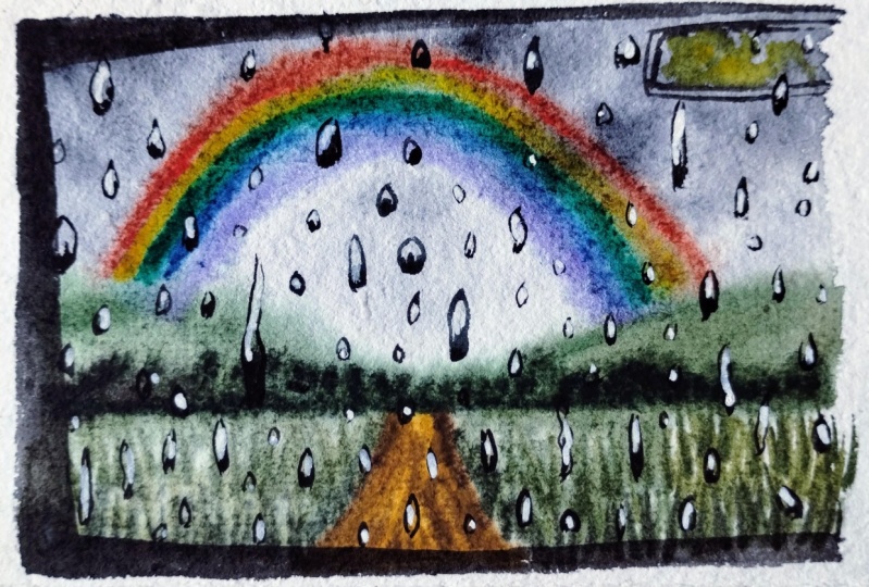 Raindrops on glass window with LavinA