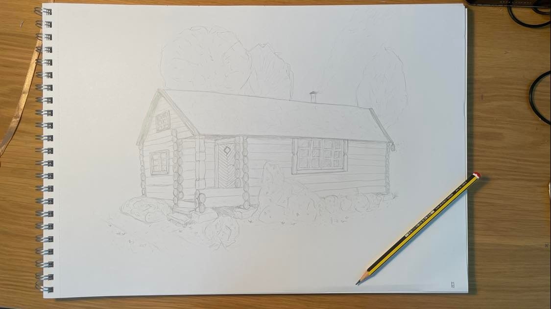 Cottage 2 point perspective - student project