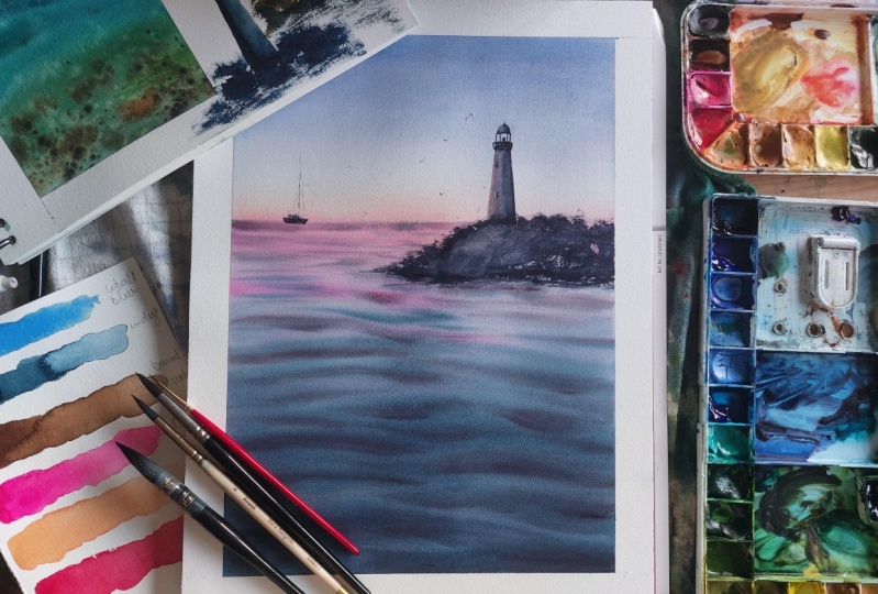 Lighthouse at sunset