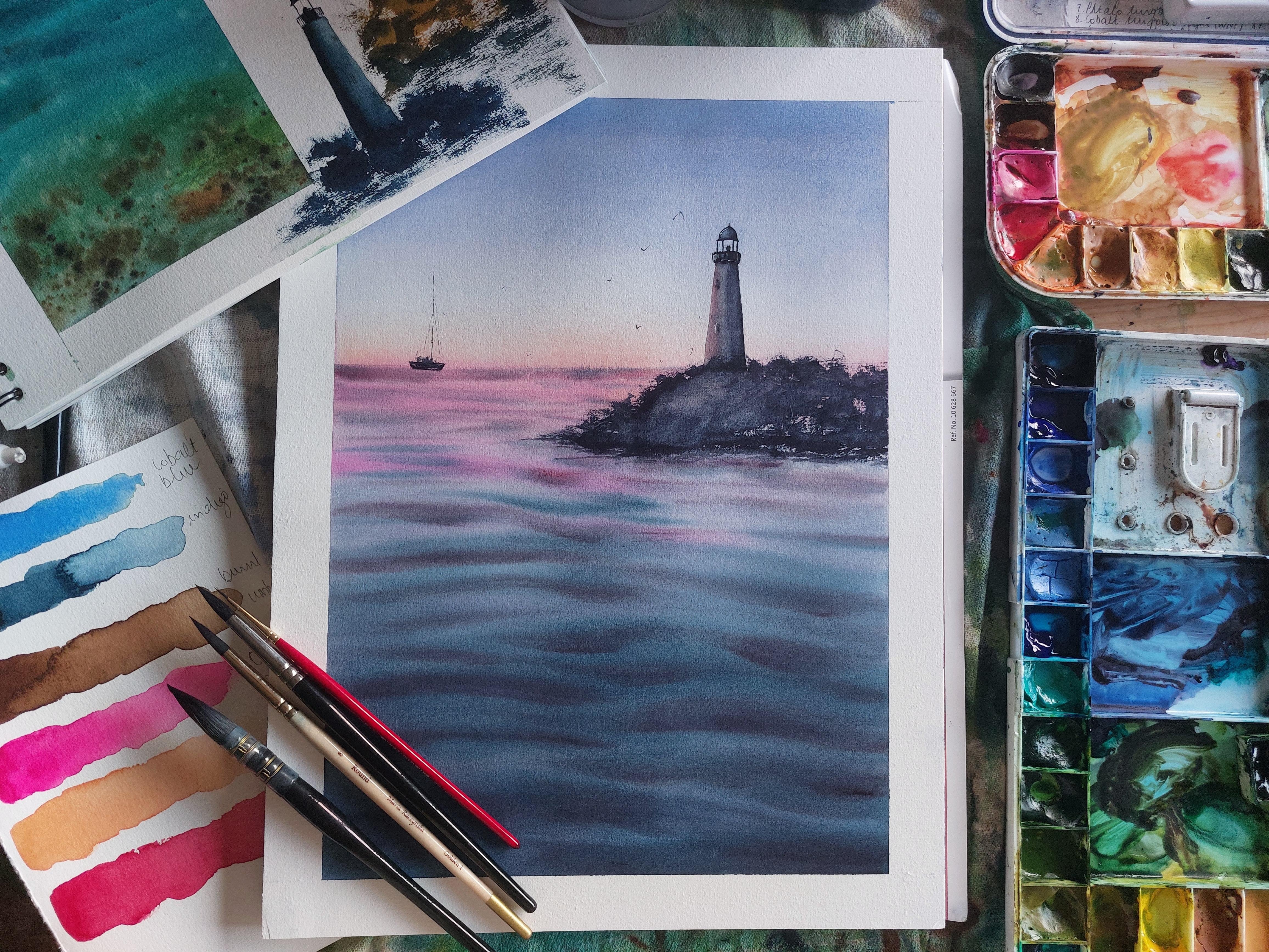 Lighthouse at sunset - student project