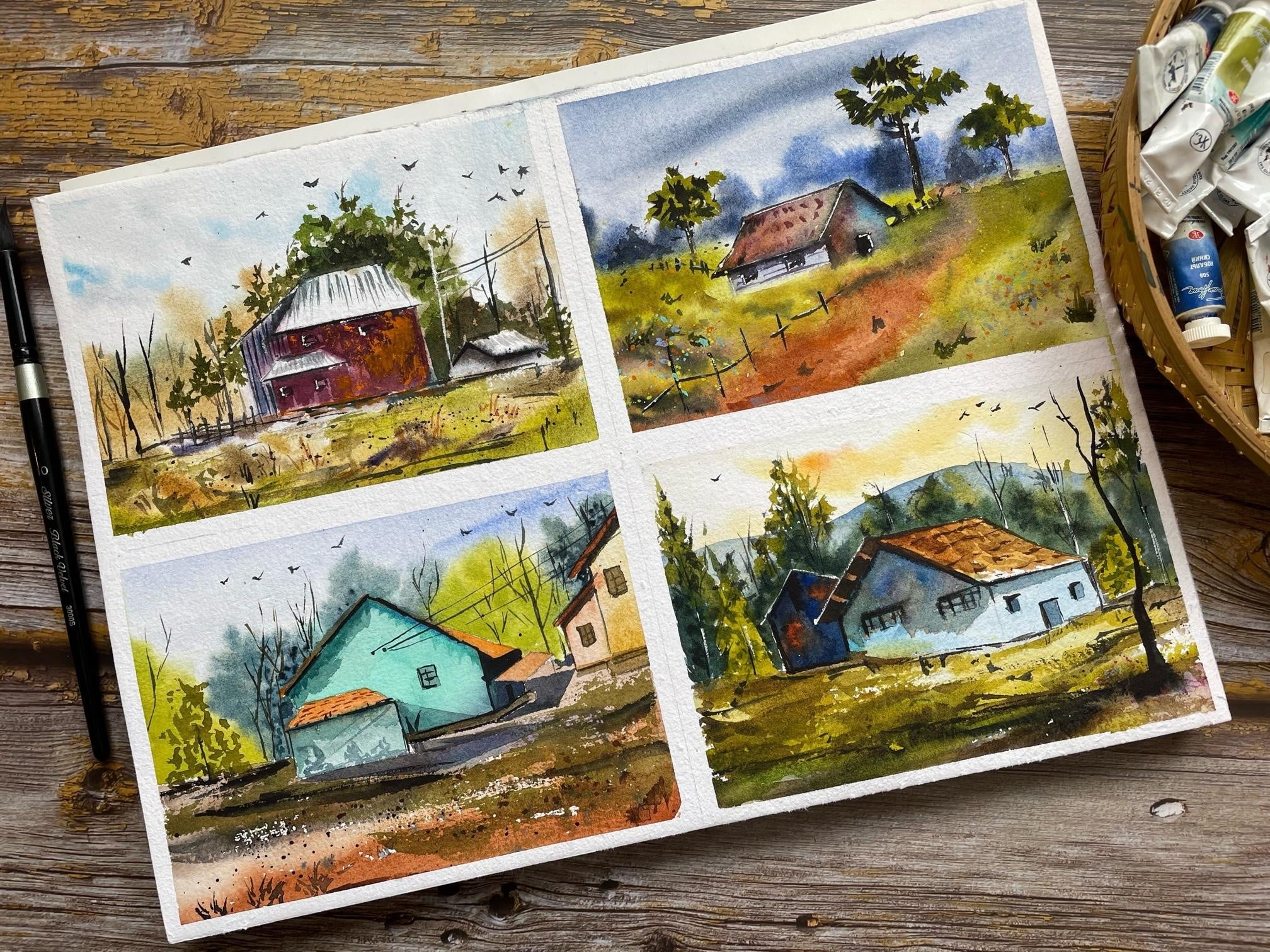 Village-Inspired Aquarelllandschaften | vier Malprojekte | Landschaftskunst  | Shanan Subhan | Skillshare