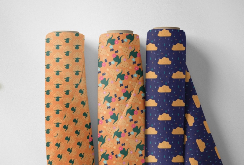 Colección de telas con estampados sin costuras