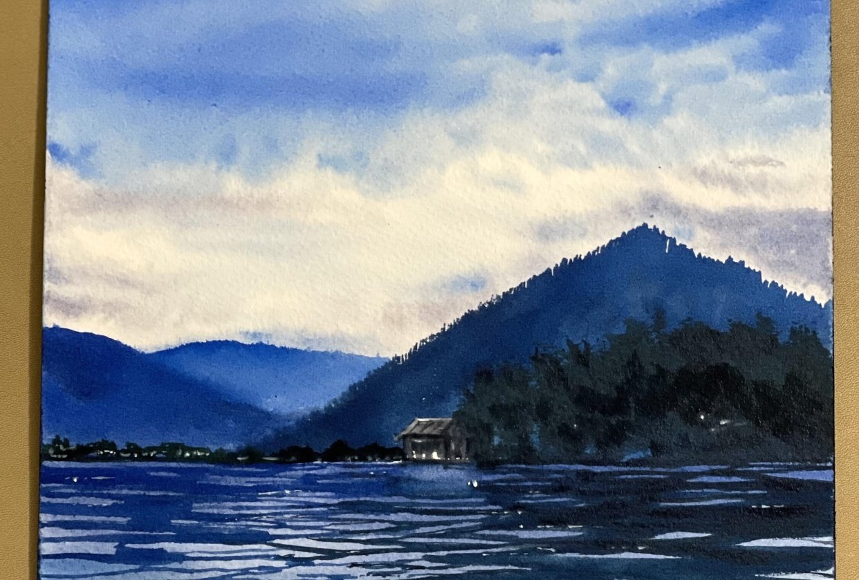 Watercolour mountain landscape by Maria - student project