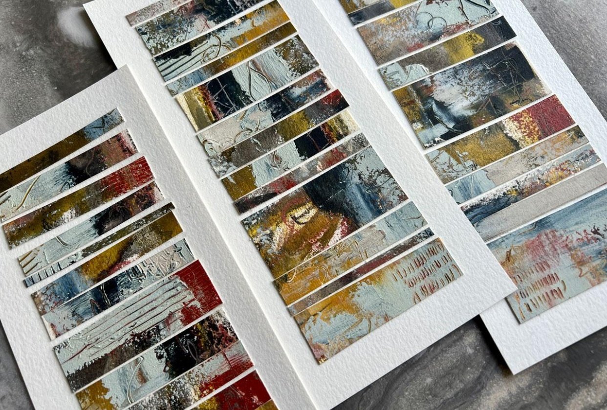 Junk Art Collage Abstracts - Creating New Art from Old Art You Don't Love - student project