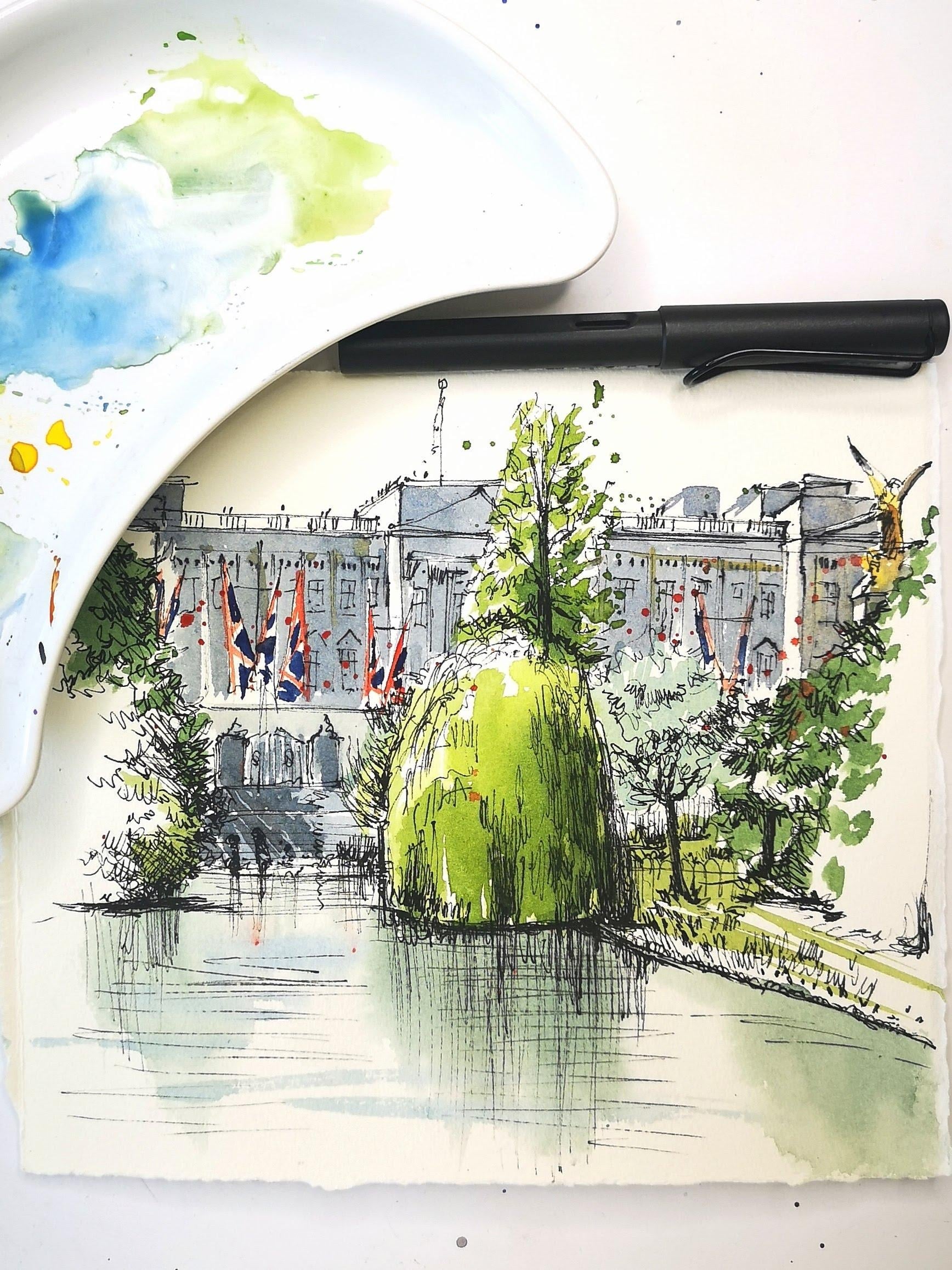 A scene of Buckingham Palace from St.James park - student project