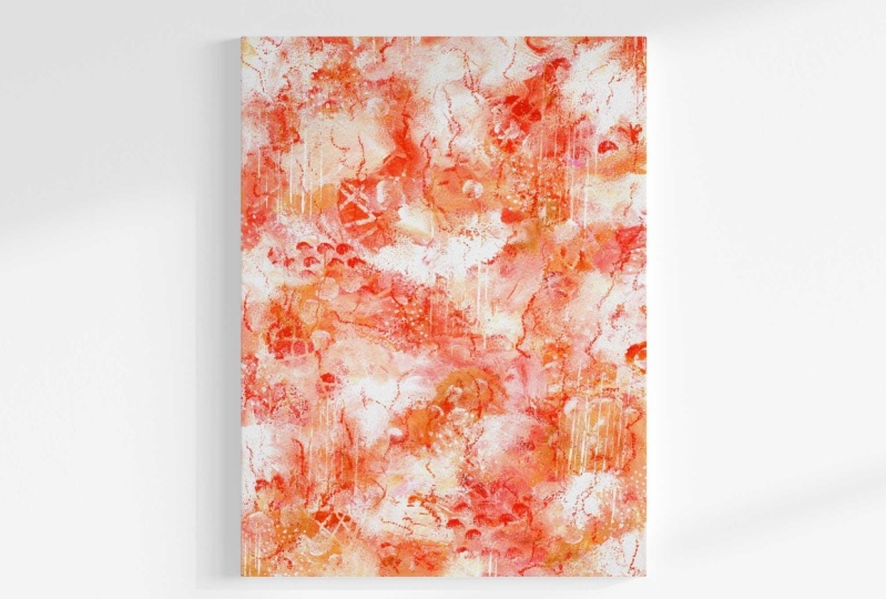 Abstract Orange/Yellow Mixed Media Painting