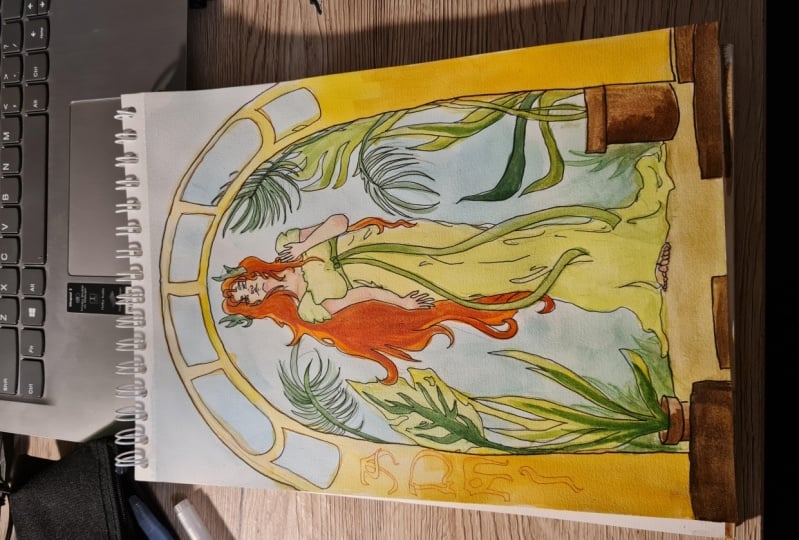 watercolor art nouveau painting
