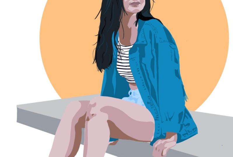 Woman on step
