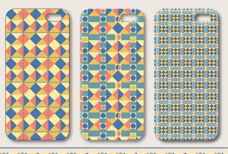 Geometric tile pattern phone case mockup