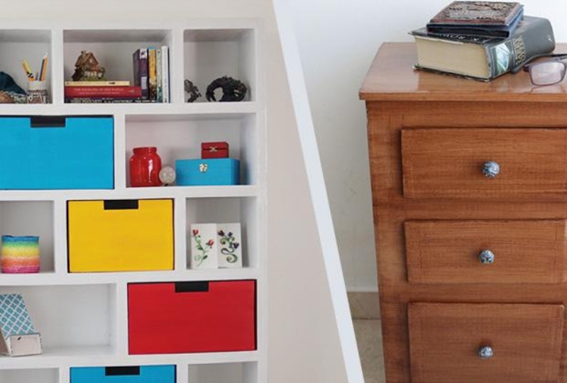 A cabinet made from cardboard