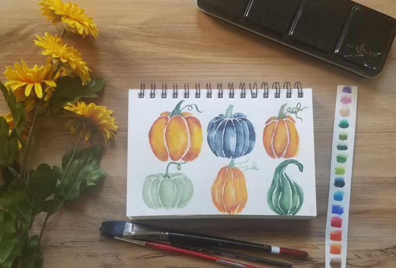 Learn to Paint Realistic Watercolor Pumpkins & Gourds