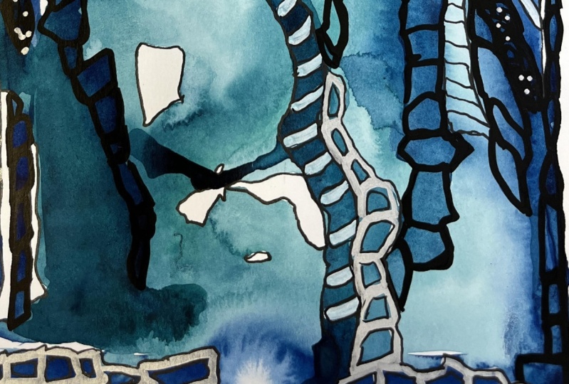 Watercolor Blooms and Ink
