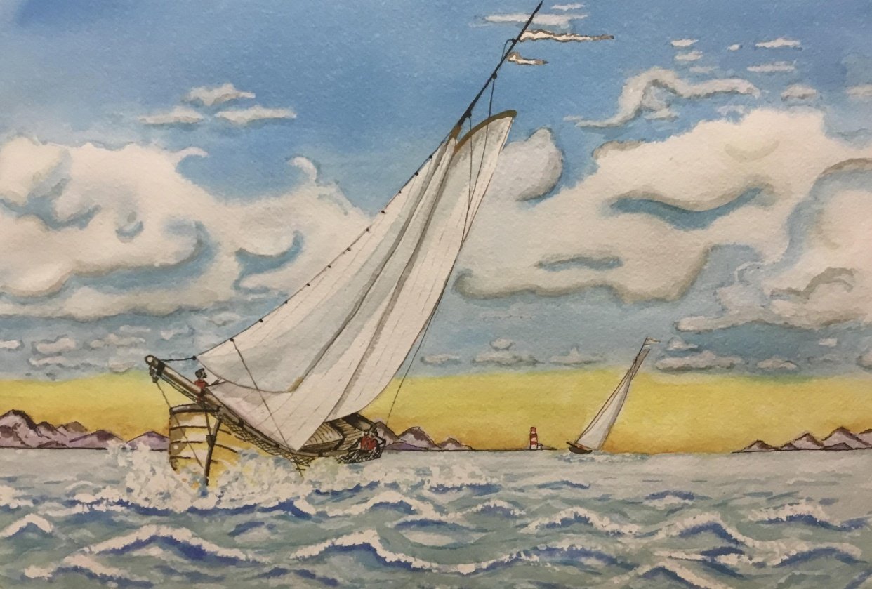 Seascape with yachts - student project