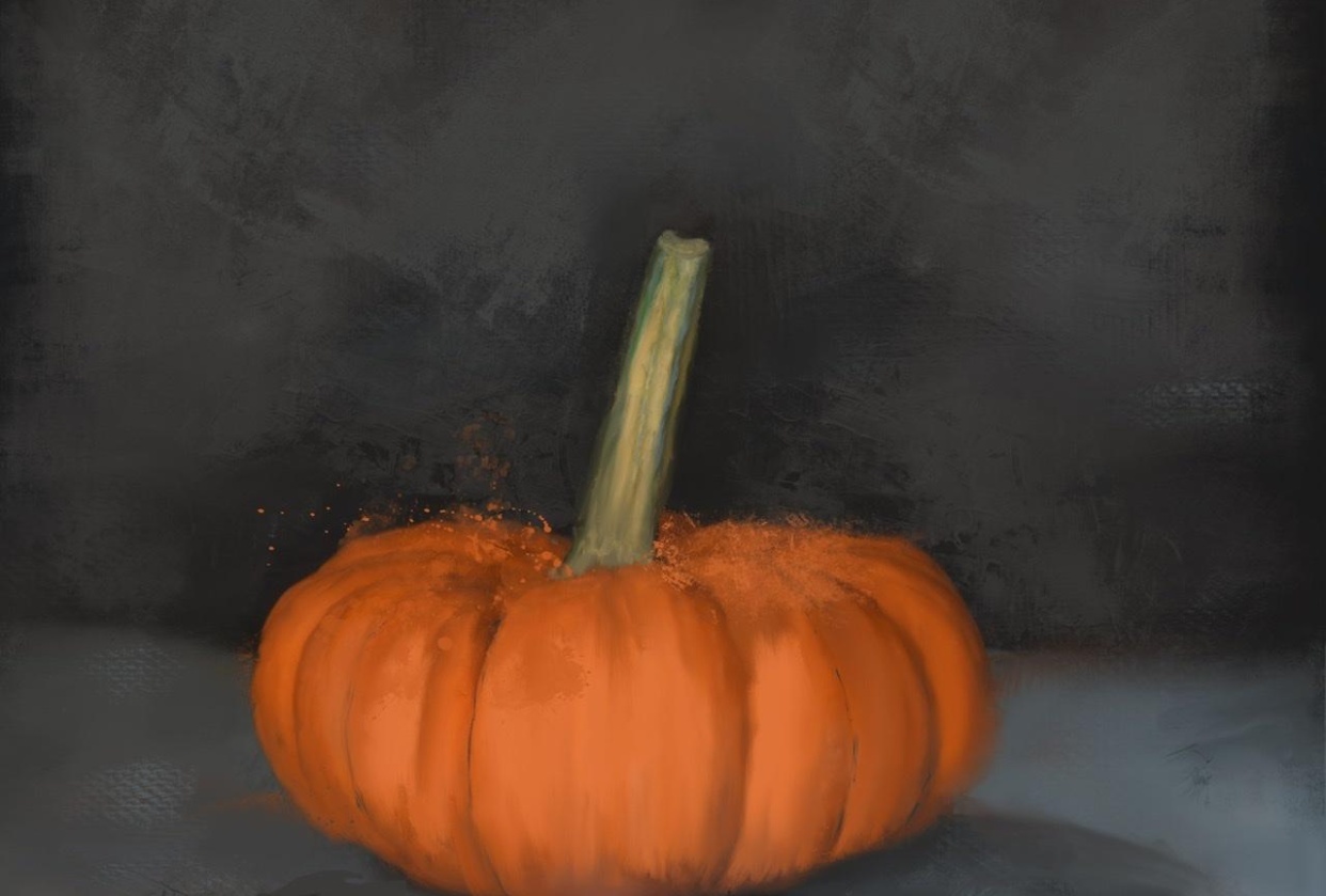 Painting October pumpkins - student project