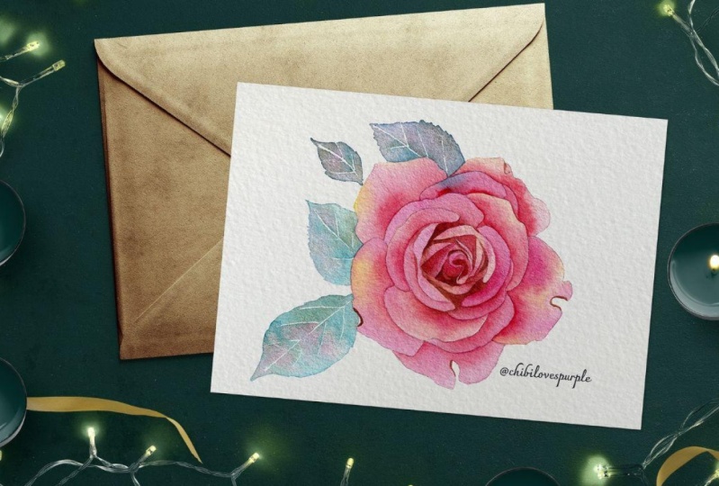 Red Rose in Watercolor