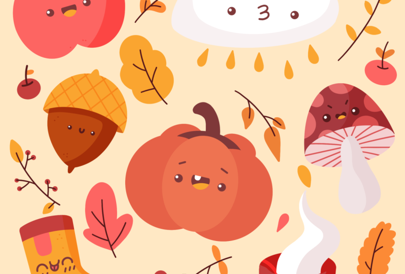 Kawaii Autumn Illustration