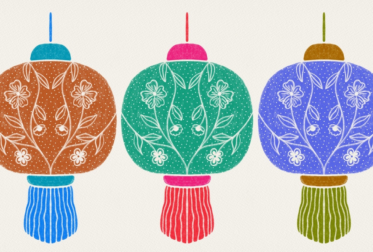 Chinese Lantern Illustration in Procreate - student project