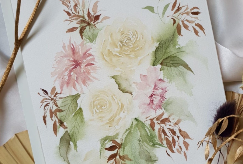 Roses & Dahlias Using Round Brush