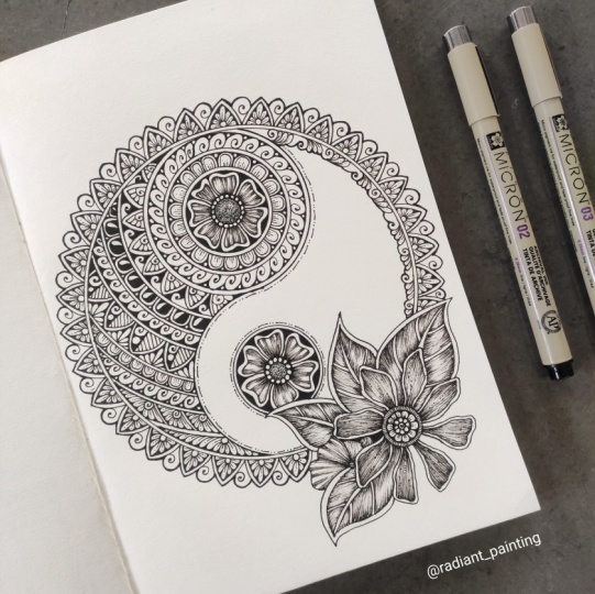 Yin Yang Floral Mandala