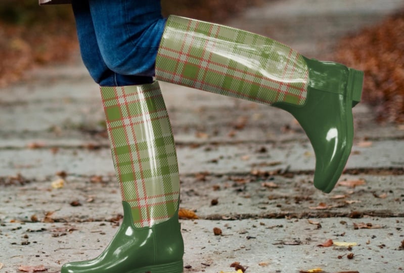 Shiny rain boots