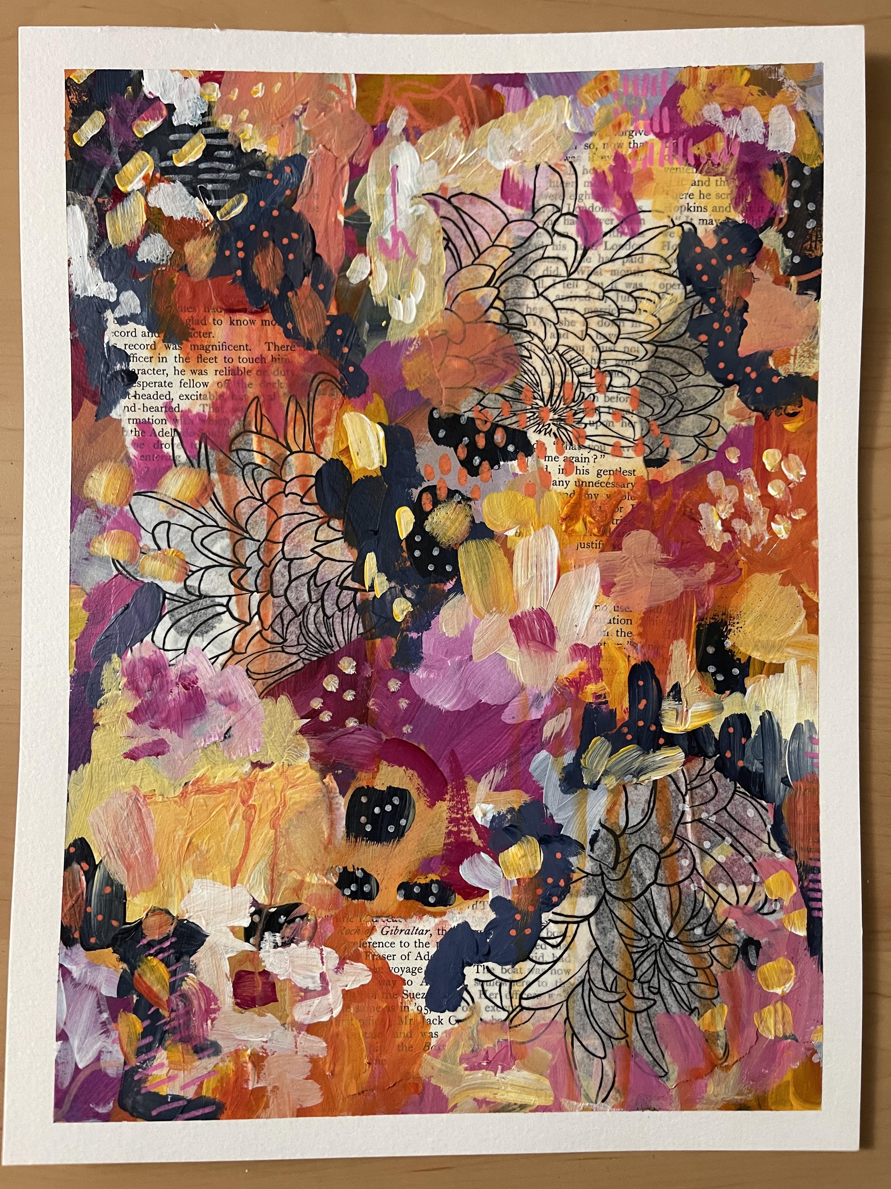 Abstract Painting with Florals - student project