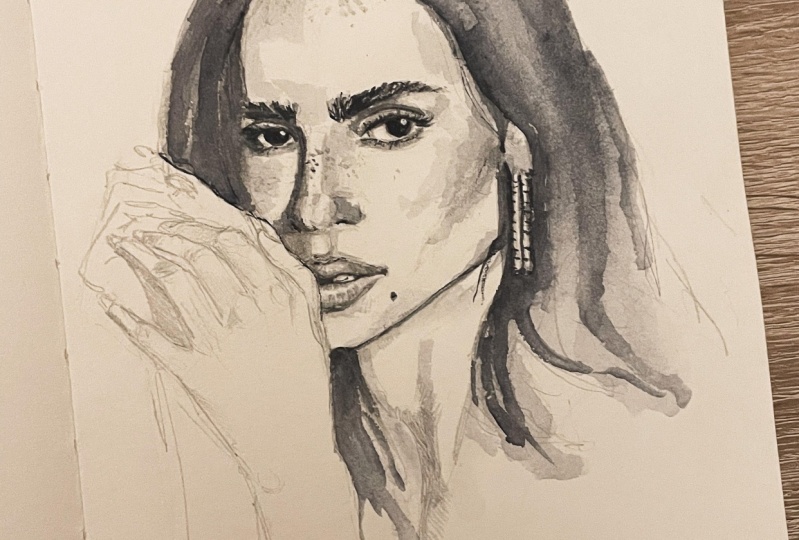 My try of pencil & watercolor tips