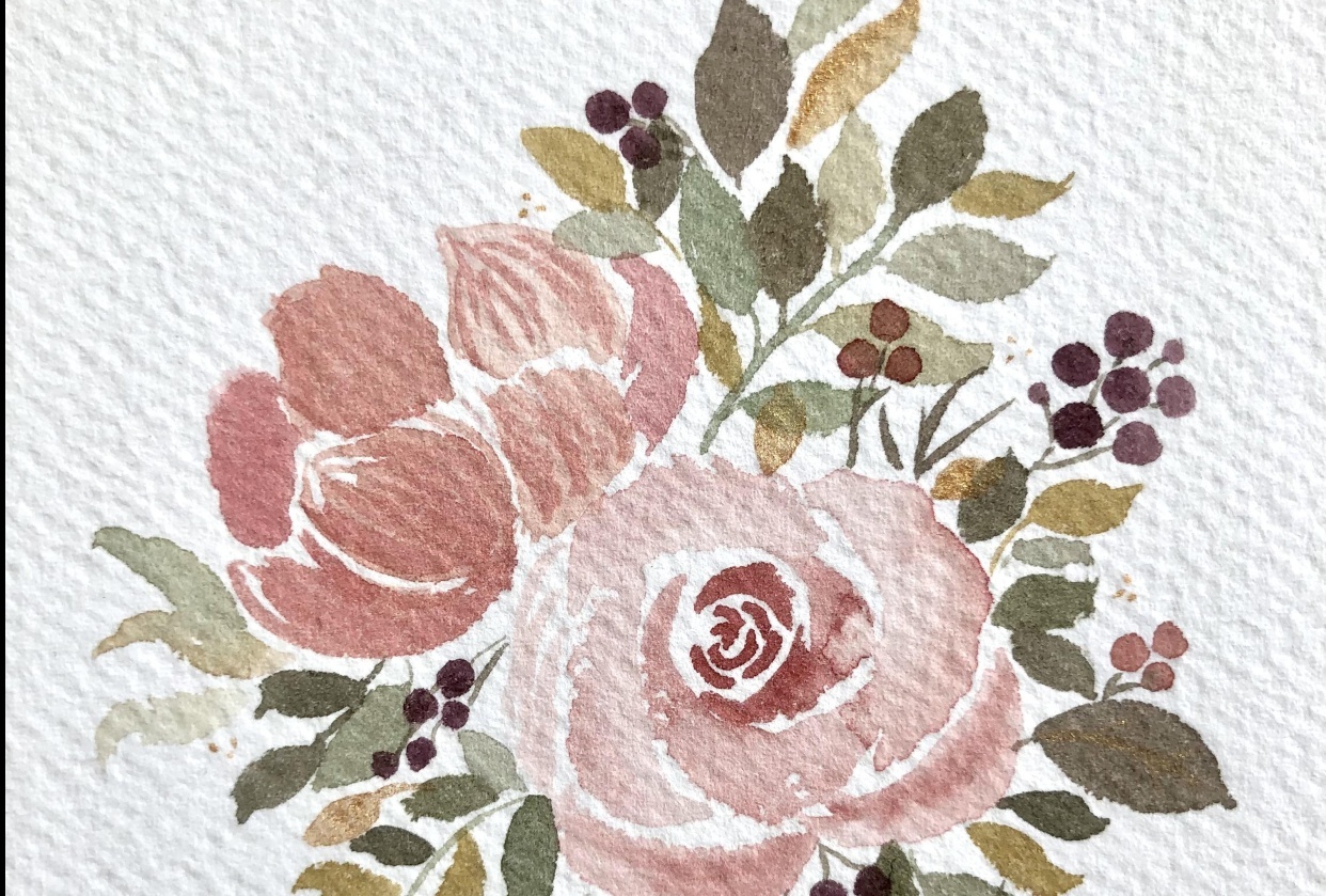 Autumn Watercolor: Paint Fall Florals and Foliage with Gold Accents - student project