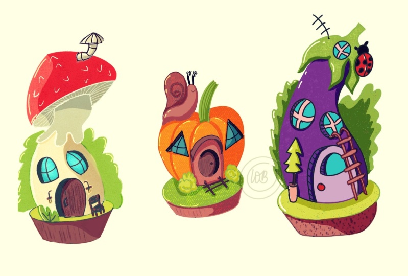 Fantasy houses in Procreate