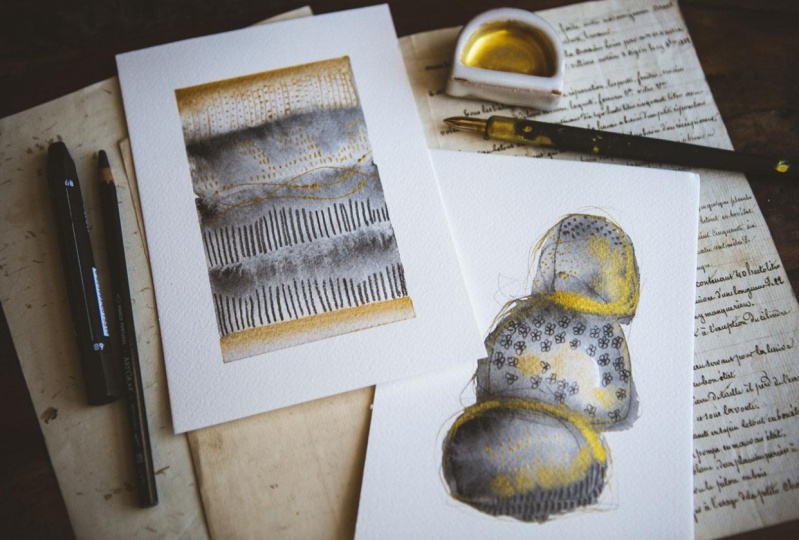 Graphite & Gold: Create Interesting Abstracts in a Limited Color Palette