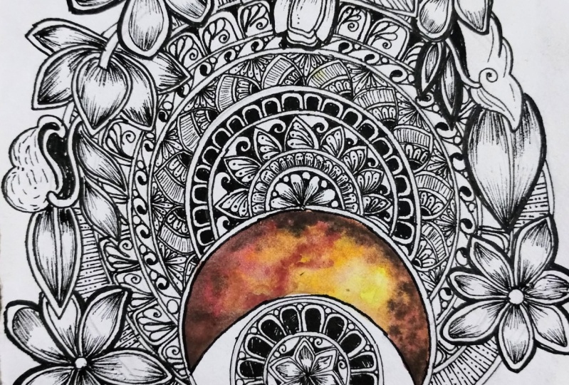 Galaxy moon floral mandala with Richa