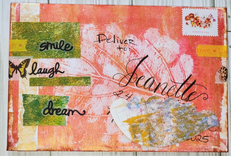 Envelope leaf print with embellishments