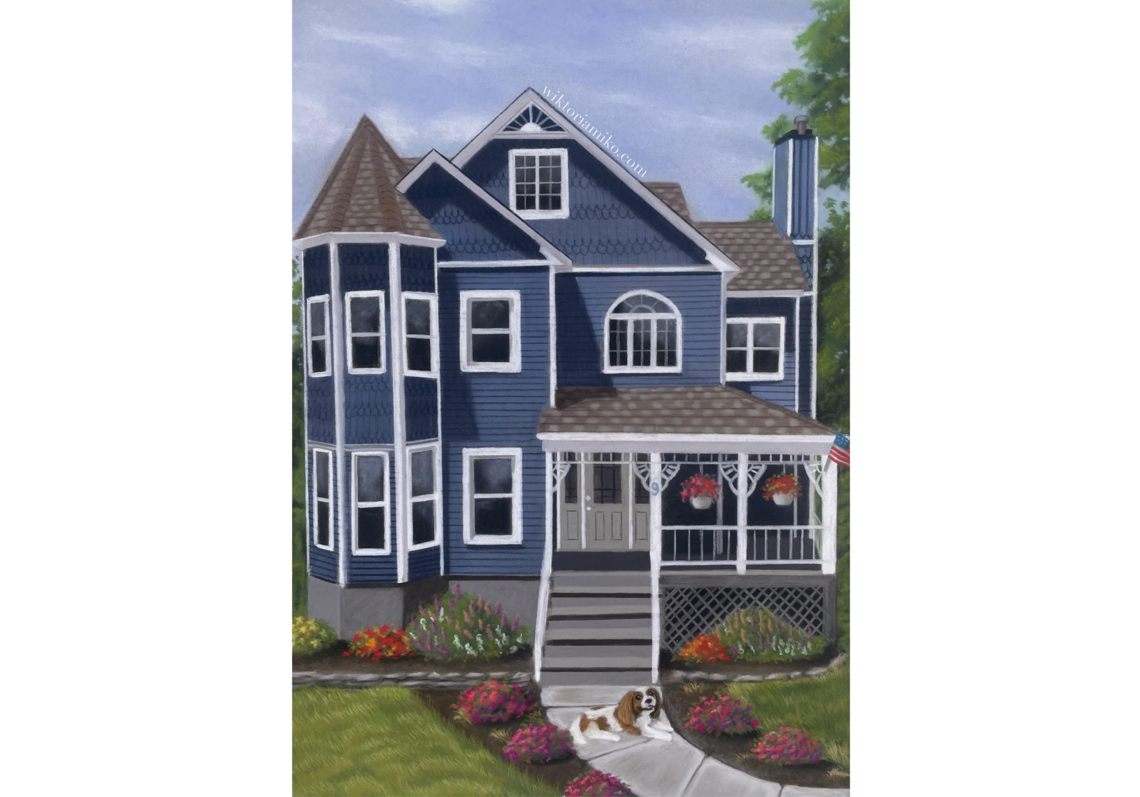 My drawing of a house using pastels! - student project