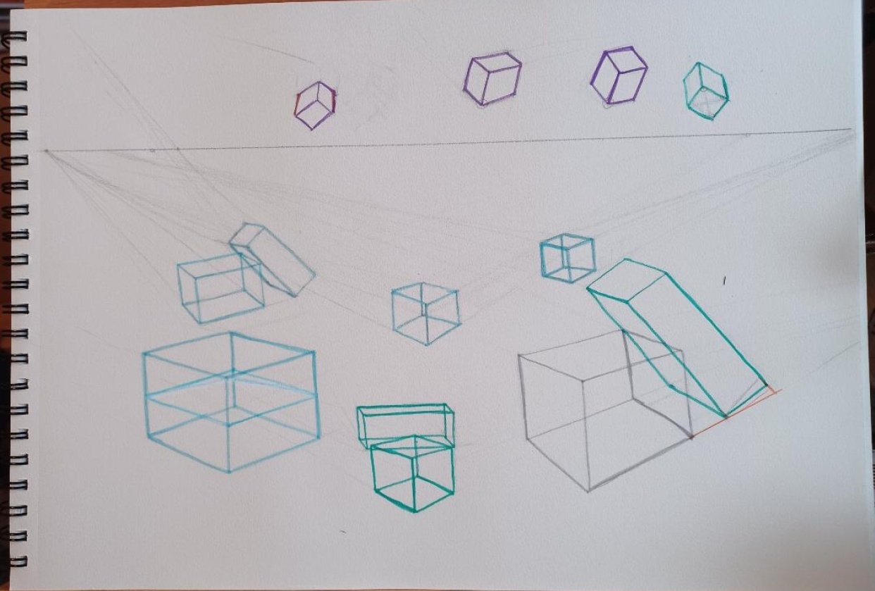 Drawing boxes in perspective with Steve Worthington - student project