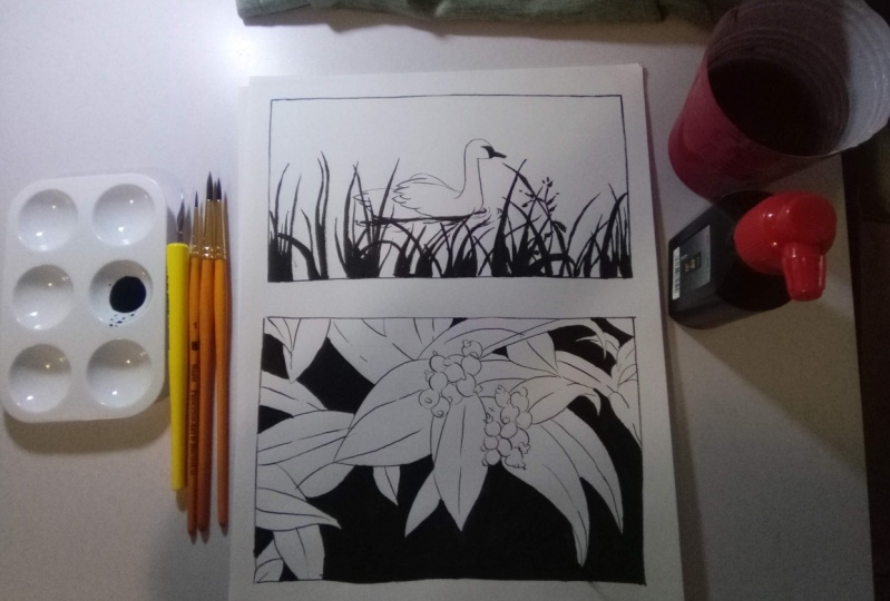 Using Pen Nib and Ink Brushes