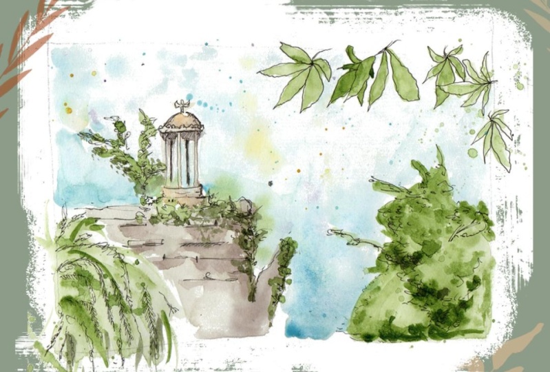 Here is the finished Urban Sketch in the Park!