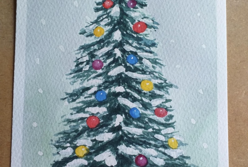 Water Colour Christmas Tree