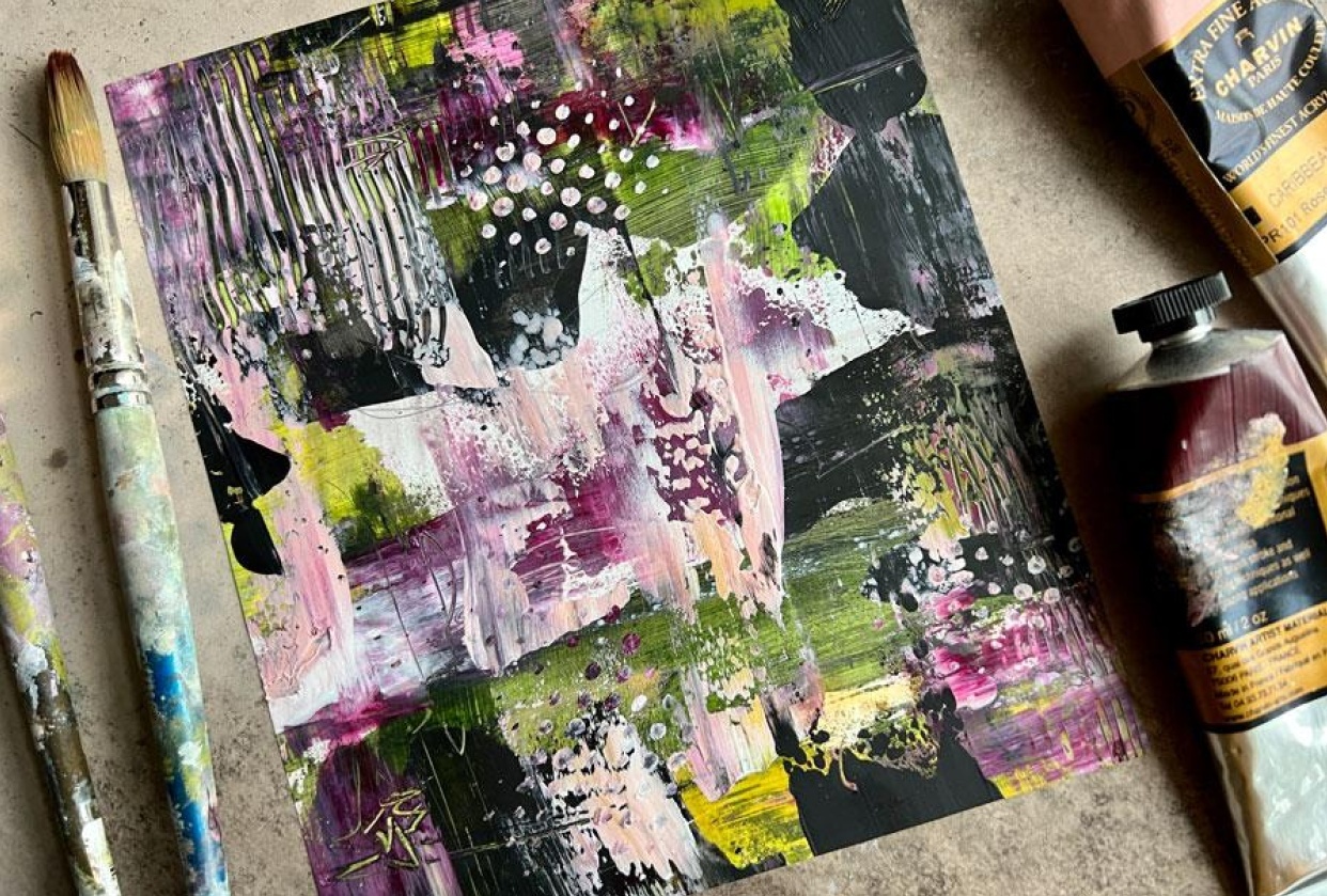 Acrylic Paint Abstracts on Mineral Paper: Creating and Exploring Techniques and - student project