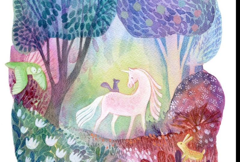 Rainbow Watercolor Forest