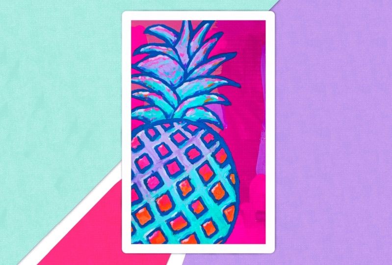 Pineapple with Acrylic Paint