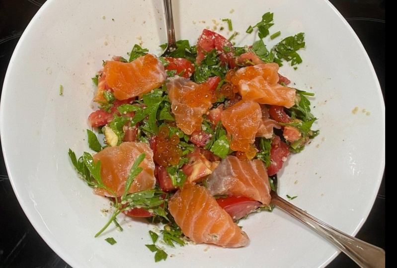 Whisky-Honey marinated Salmon Salad