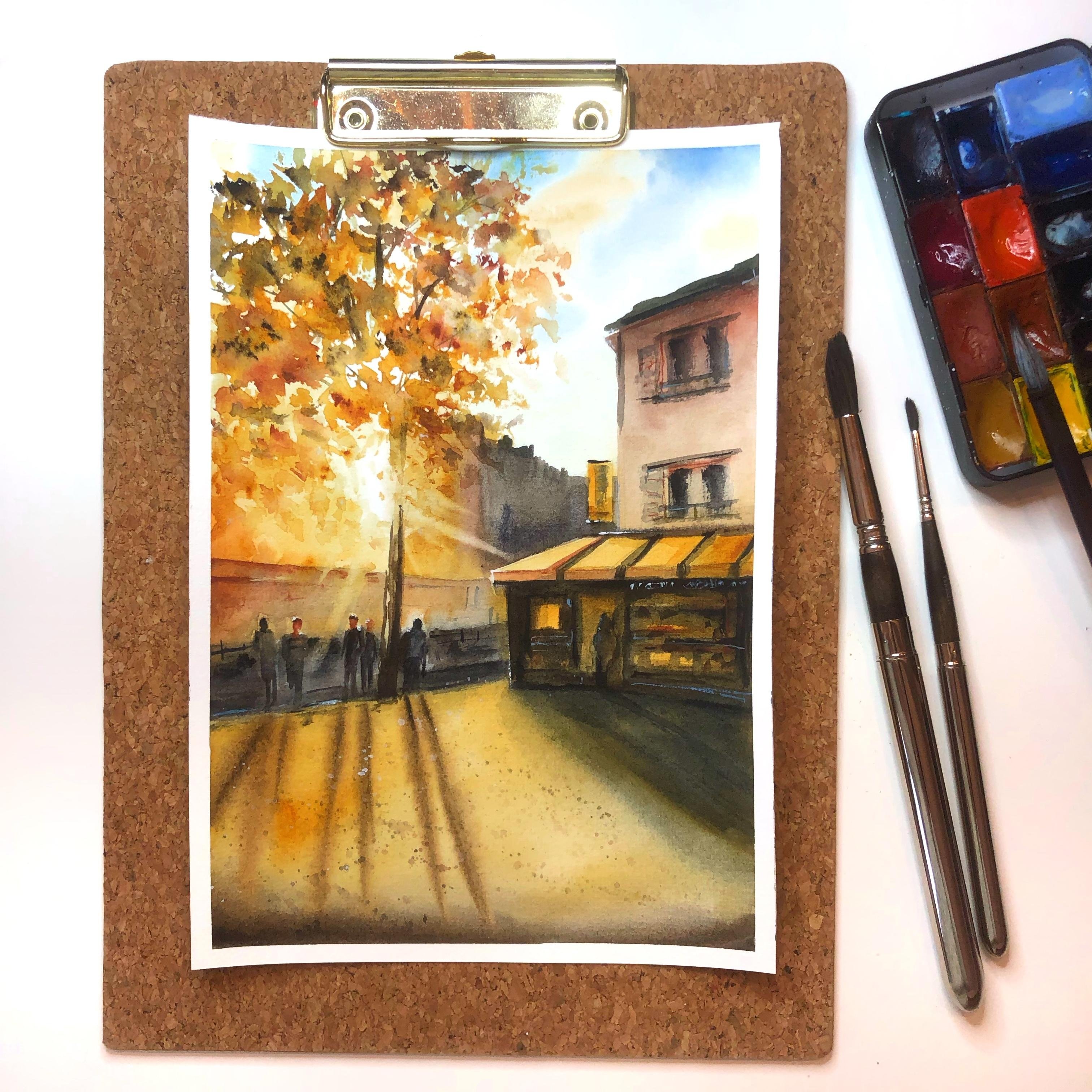 Aquarelle urbaine ensoleillée - student project