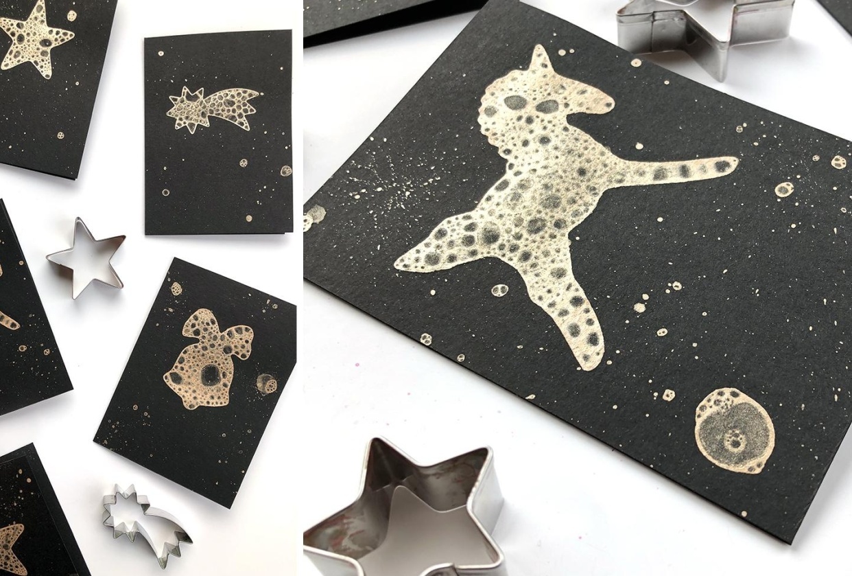 Christmas Cards with Bubble Art - student project