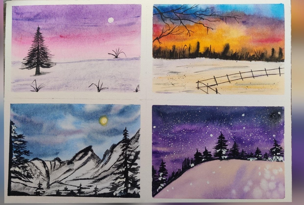 25 Day's of Cozy Winter Landscapes with Watercolor - student project
