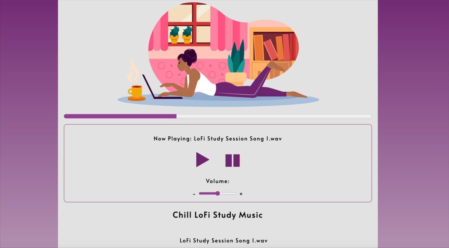 LoFi Study Music App - student project